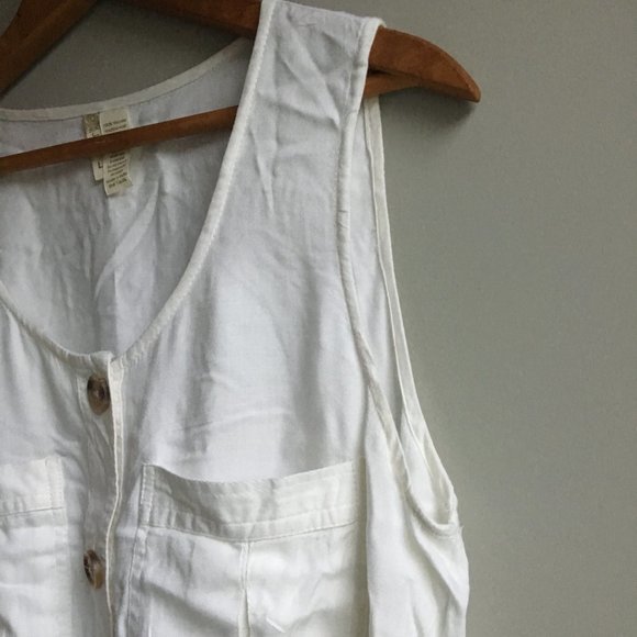 Japna white button down sleeveless crop top - Picture 6 of 11